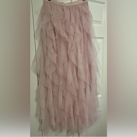 SOHO Apparel Coquette Light Pink Ruffle Tulle Lined Maxi Skirt Size XL - Picture 4 of 7